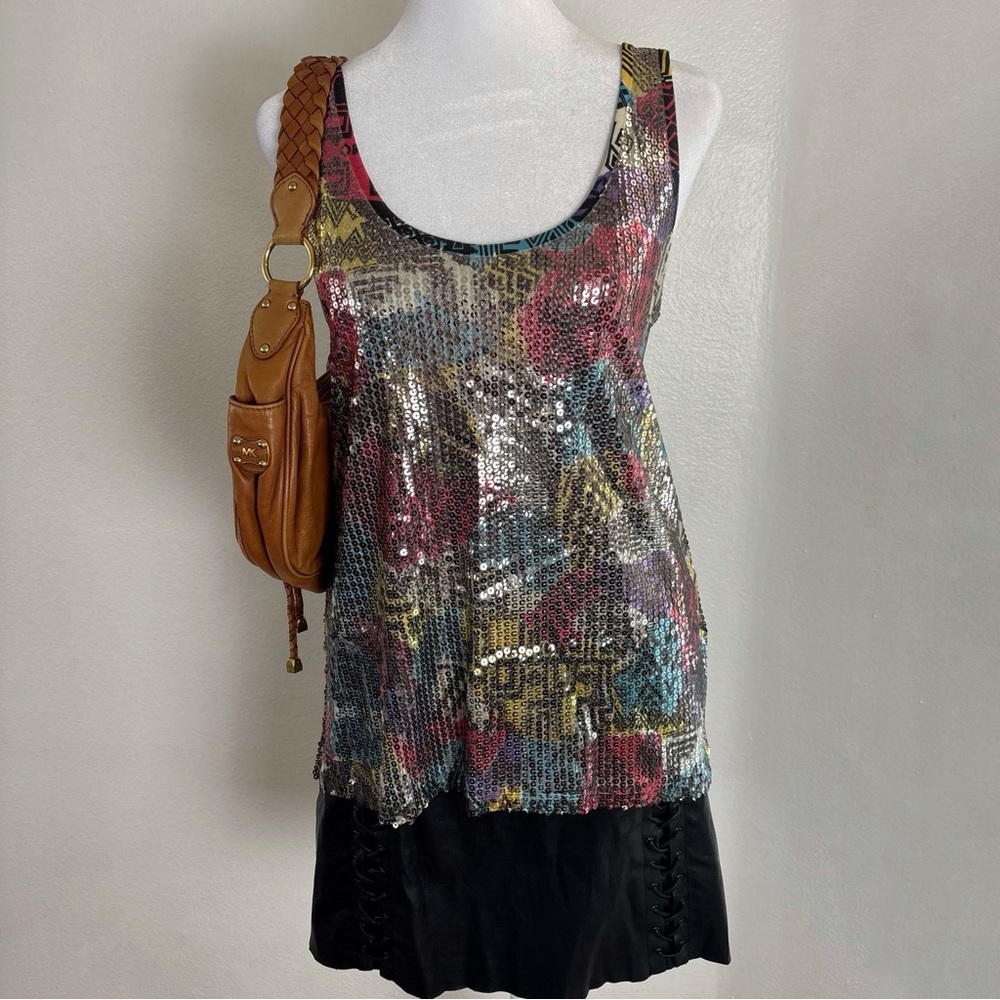 OBEY Sequin Graphic Tank Top | Size M